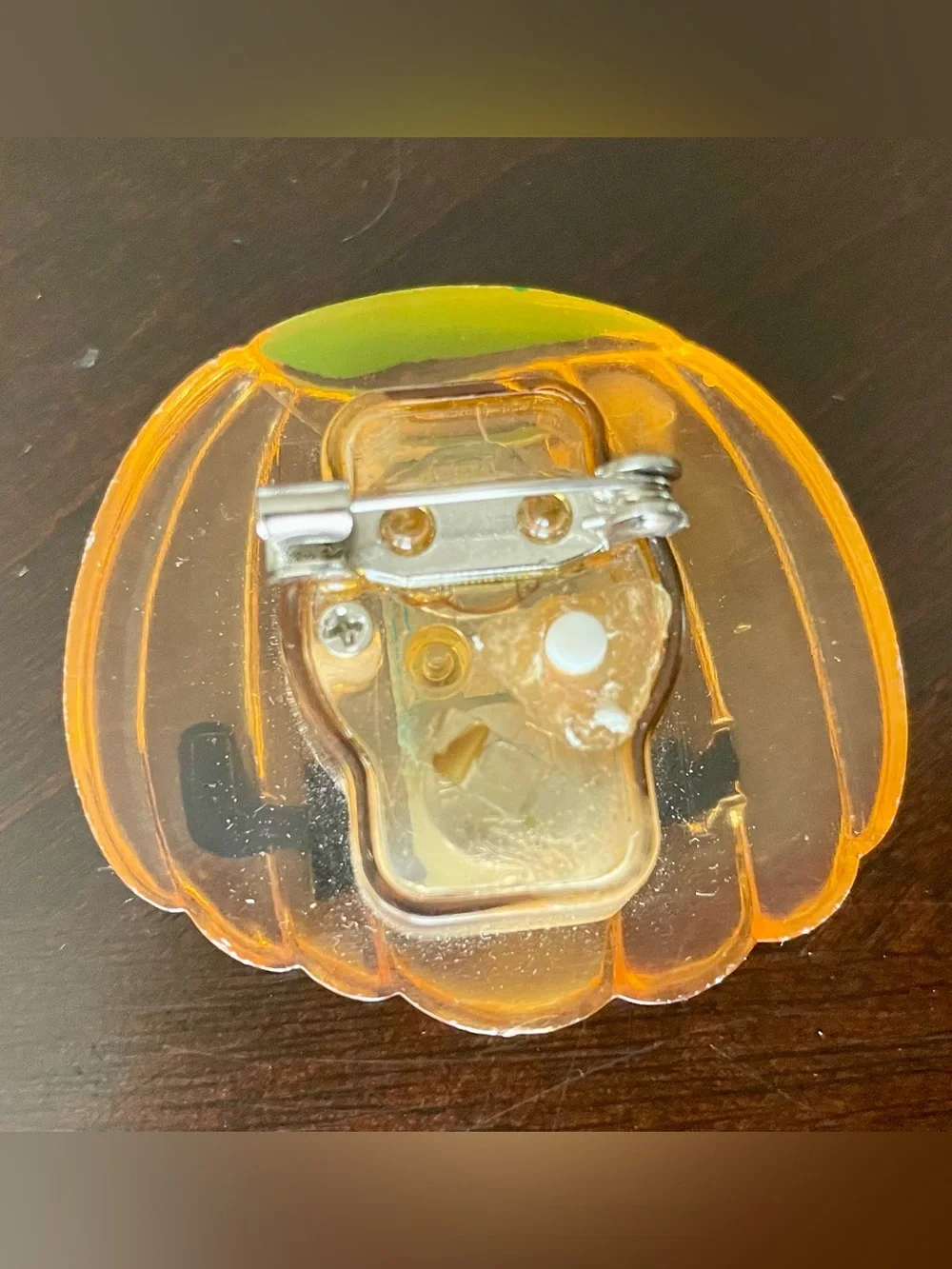 Plastic Halloween Pumpkin Lapel Pin Jewelry - Needs a New Battery to Light Up